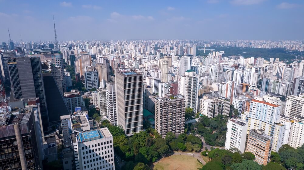Aerial View of Avenida Paulista in Sao Paulo, Brazil