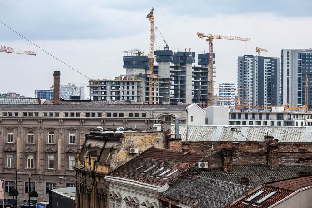 Pogled na izgradnju zgrada kompleksa Beograda na vodi